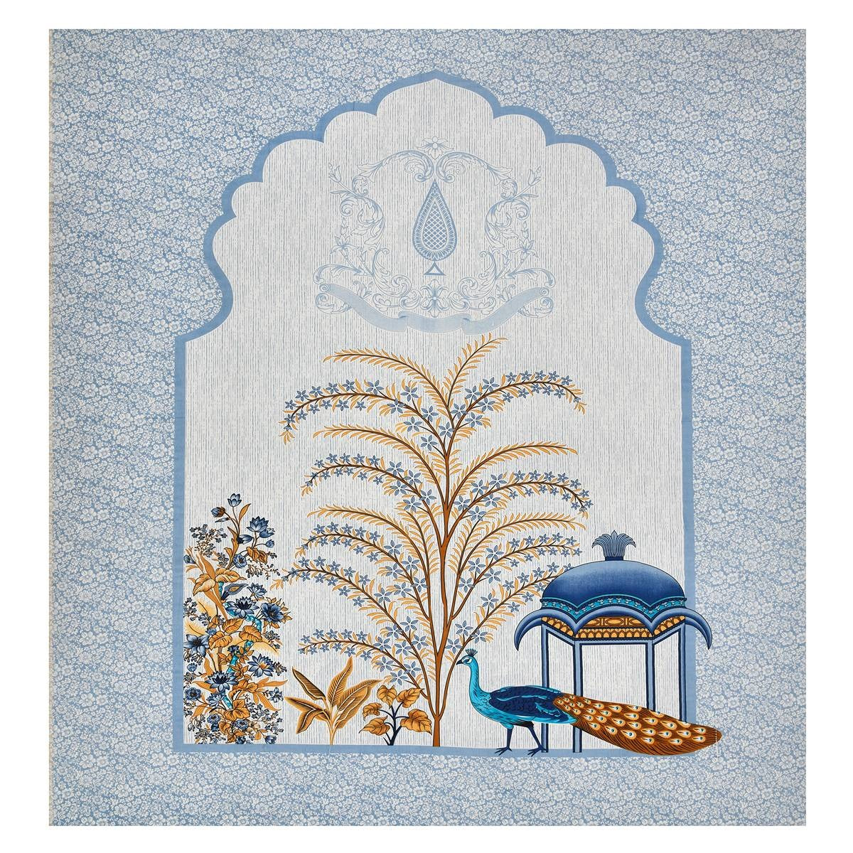 "Rajasthani Peacock Print Premium Cotton King Size Bedsheet"