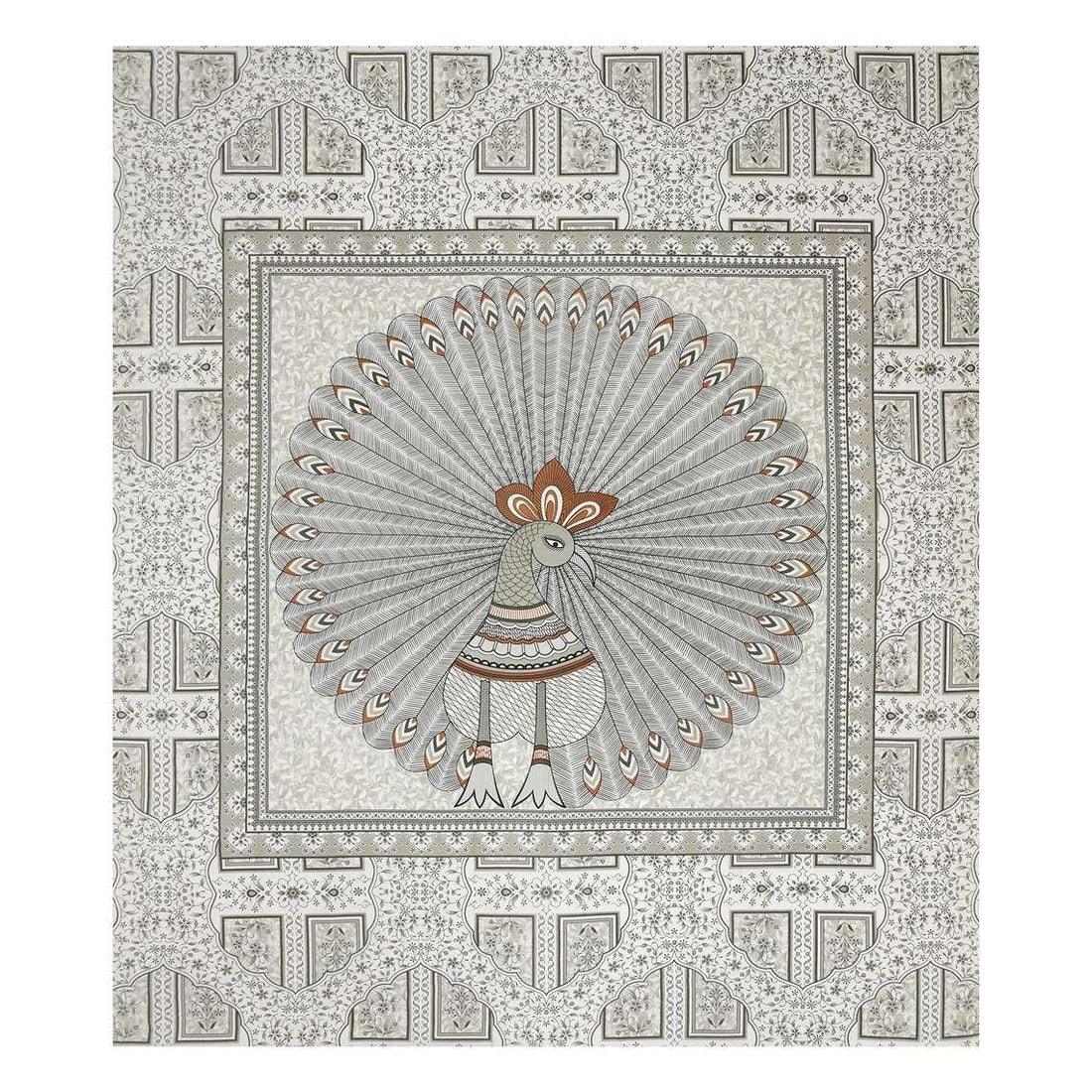 "Elegant Green Peacock Print Pure Cotton King Size Bedsheet