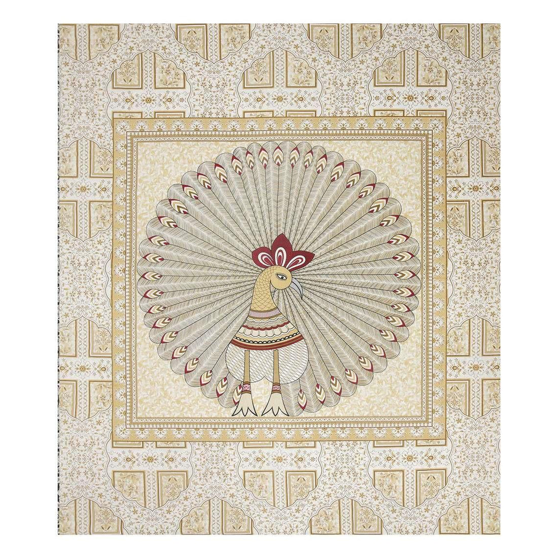 Regal Peacock Print Pure Cotton King Size Bedsheet