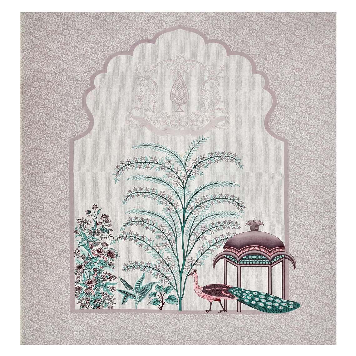 "Elegant Pink & Green Peacock Print Pure Cotton King Size Bedsheet"