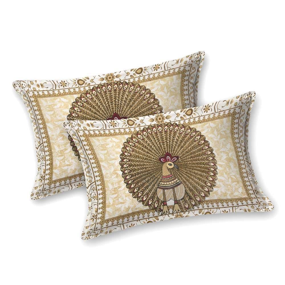 Regal Peacock Print Pure Cotton King Size Bedsheet